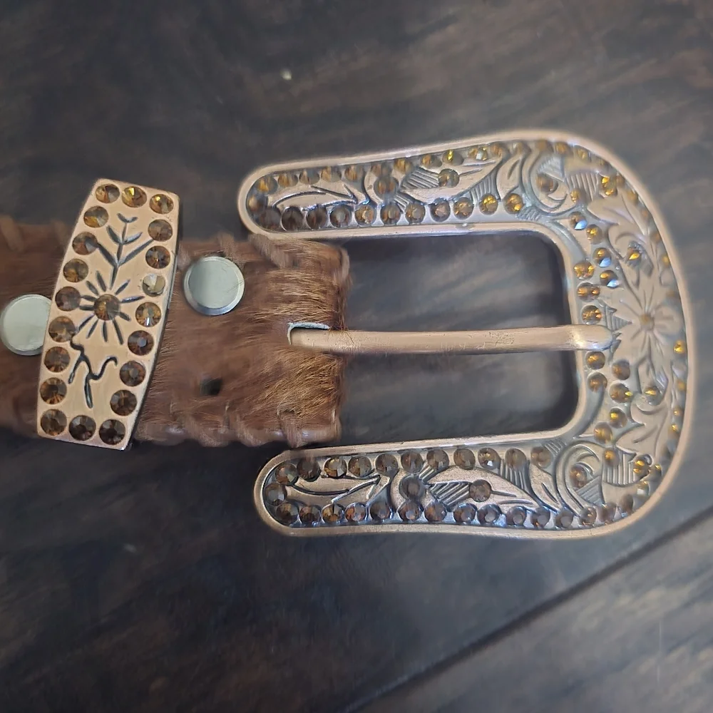 Brown Belt with Turquoise Accents M.L - Picture 8 of 8